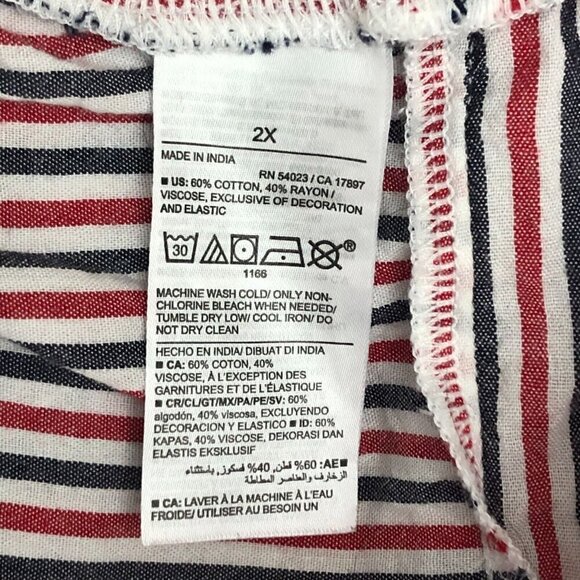 Old Navy Red Blue White Striped Smocked Babydoll Top Women's size 2X - Picture 4 of 9